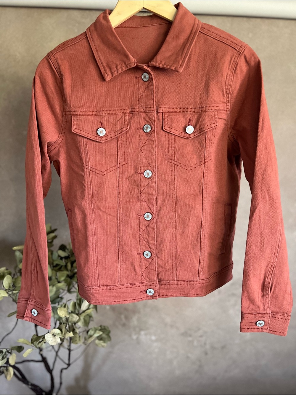 Women’s Rust Orange Denim Trucker Style Jacket - Classic Button Front